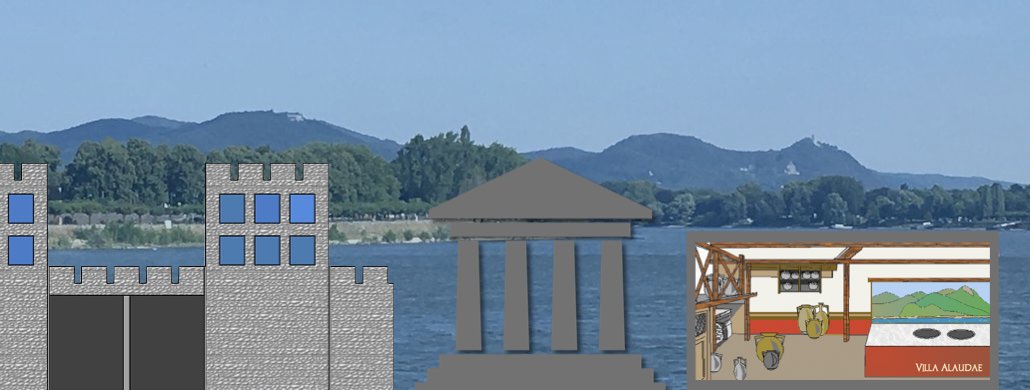 Rhein von Bonn und Siebengebirge, Legionslager, Tempel und Villa Alaudae